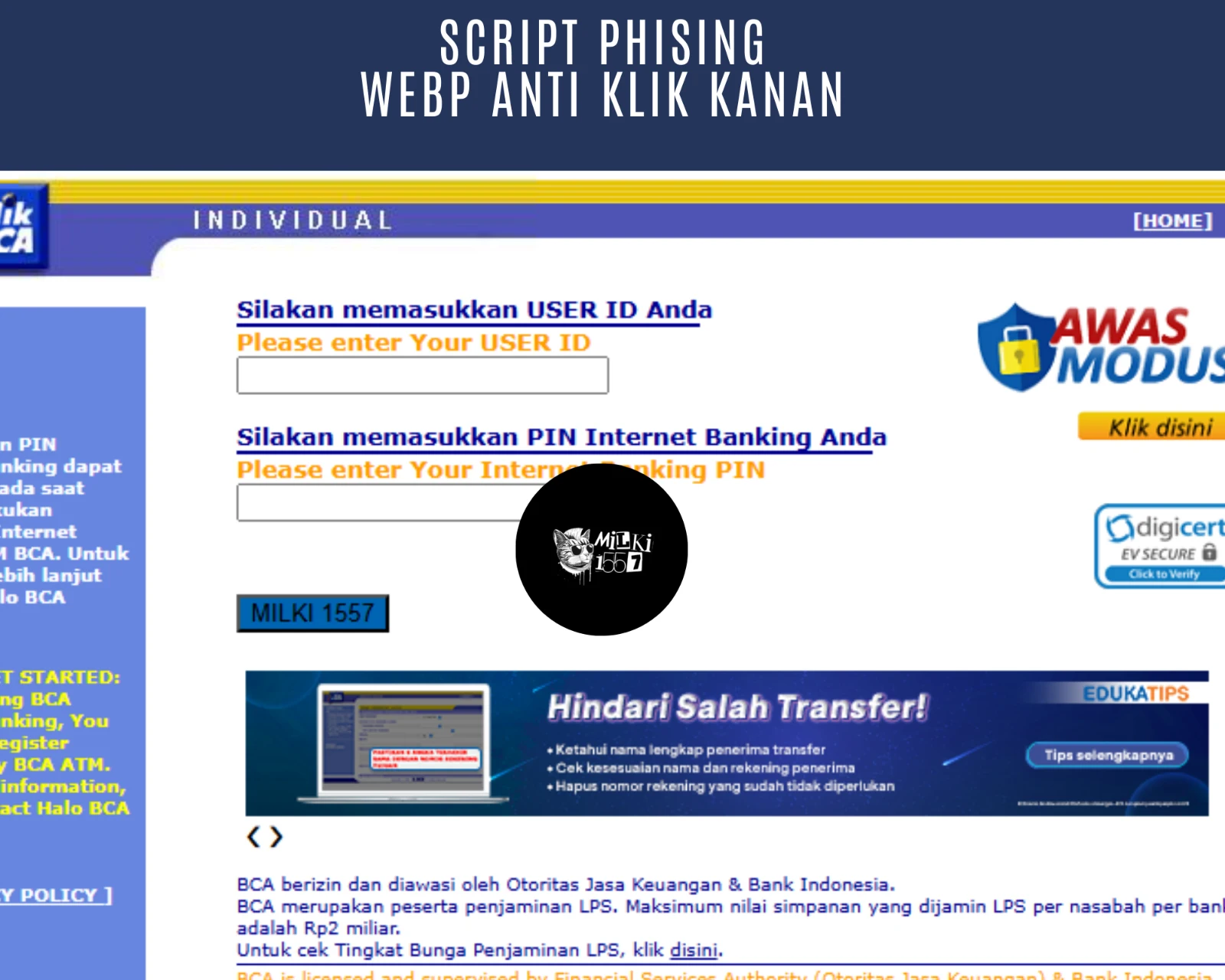 Jasa Pembuatan WebP Bergaransi ( PART 1 ) - Phising Website