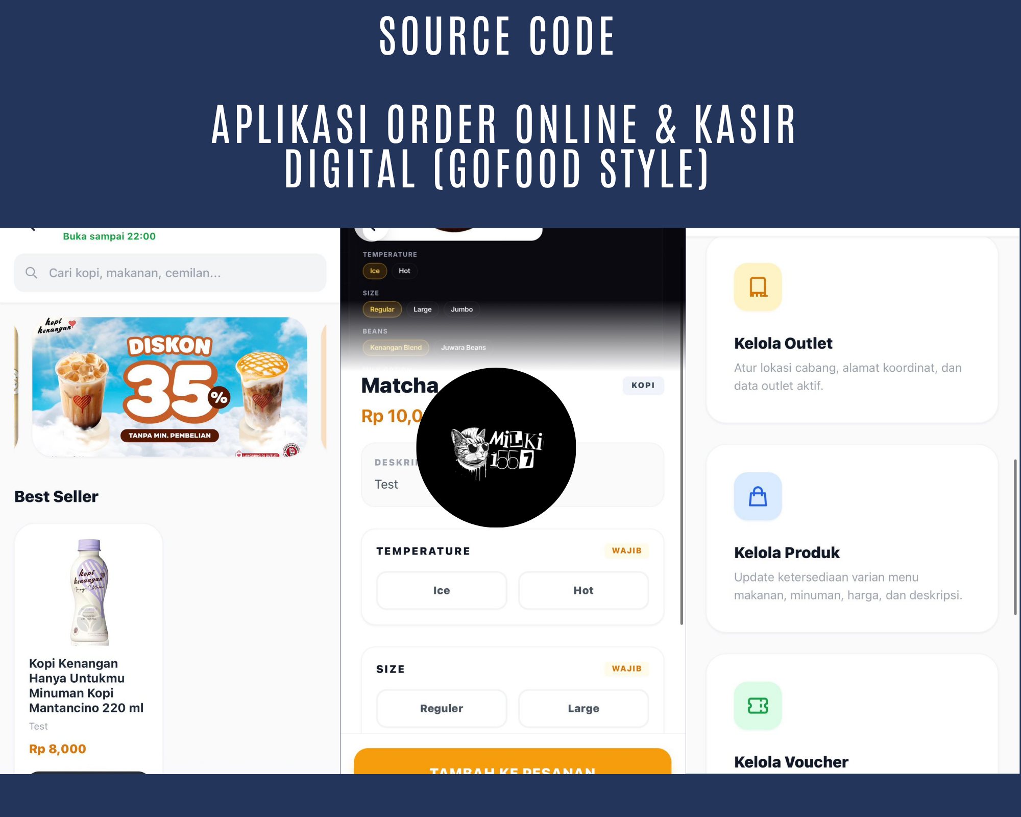 Script Aplikasi Order Online & Kasir Digital (Gofood Style) - Website Custom